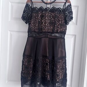 Black Cocktail Dress with Floral Mesh